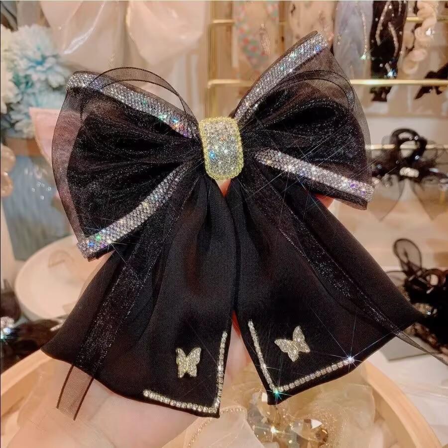 Заколка для волос с кристаллами, бабочка, сетка, бант, заколка для волос, пружинные зажимы, женские модные аксессуары для волос