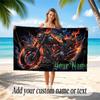 Motorcycle Biker Theme Quick Dry Beach Towel Custom Name Text Print Large Sand Resistant Towel Beach Vacation
