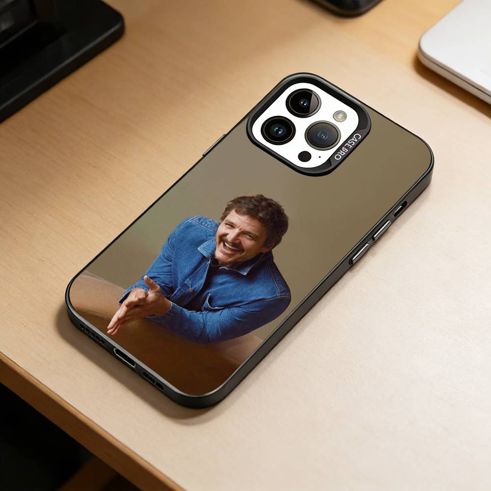 P-Pedro Pascal Phone Case For iPhone 17,16,15,14,13,12,11 Plus,Pro Max,XS,Colorful Silver Phone case Funda Cover