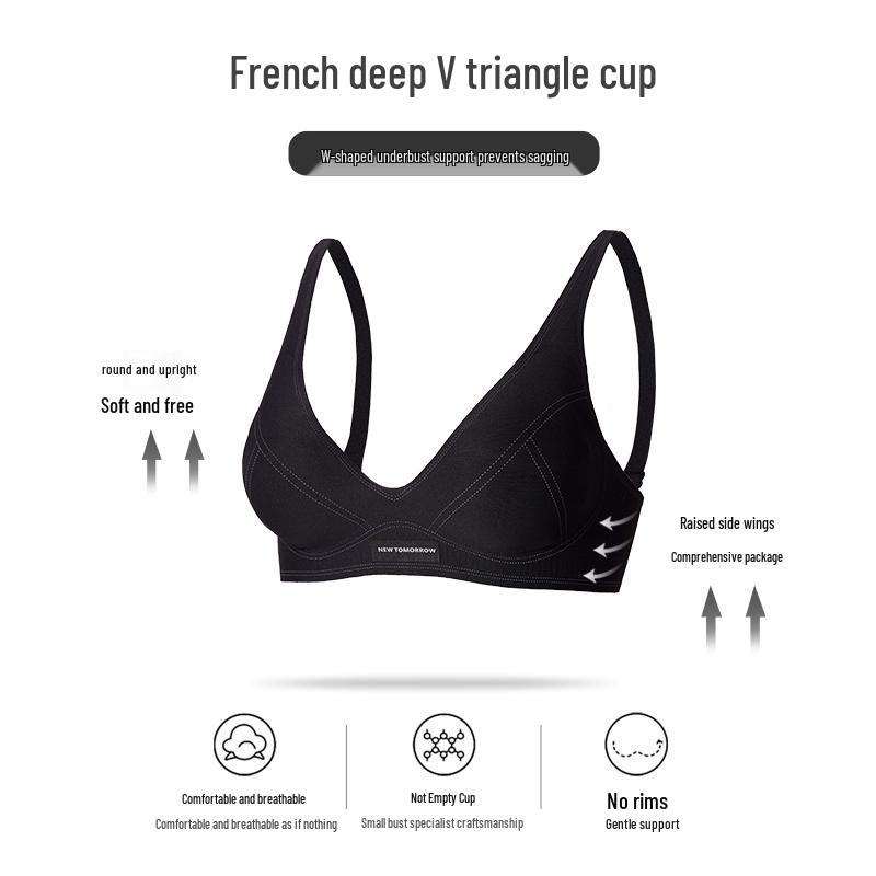 Soft Wireless Push-Up Bra for Women - Thin, Seamless, Side Support, Anti-Sagging, Comfortable Fit