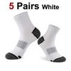1/5 Pairs Men Anti Odor Sweat Absorbing Crew Sports Socks Comfortable Breathable Suitable Running Cycling Fitness Sports Socks