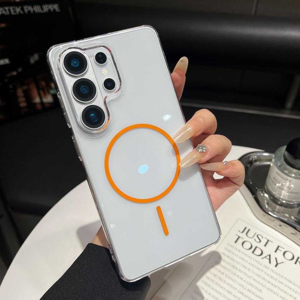 S26 подходит для Samsung S25 + полностью закрывающий PC высокая прозрачность большое отверстие тонкое кольцо магнитное всасывание S24U чехол для мобильного телефона противоударный S23 чехол