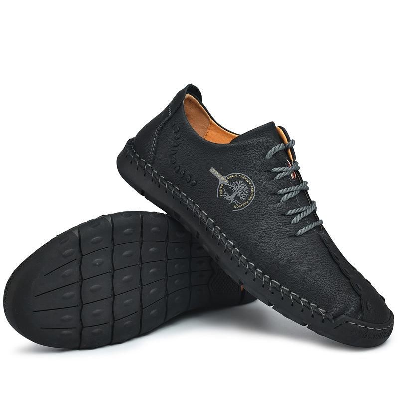 Весна и осень Новые мужские повседневные туфли ручной работы на шнуровке в деловом стиле из кожи