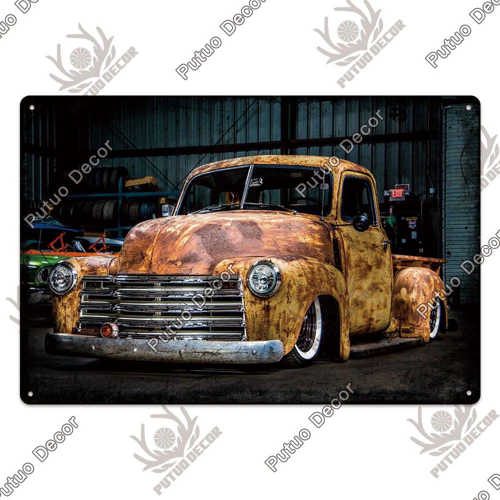 Putuo Decor Классические автомобили Ретро табличка Металлическая пластина Винтажная жестяная вывеска для гаража, мужской пещеры, домашнего настенного искусства, украшения, автомобильные постеры
