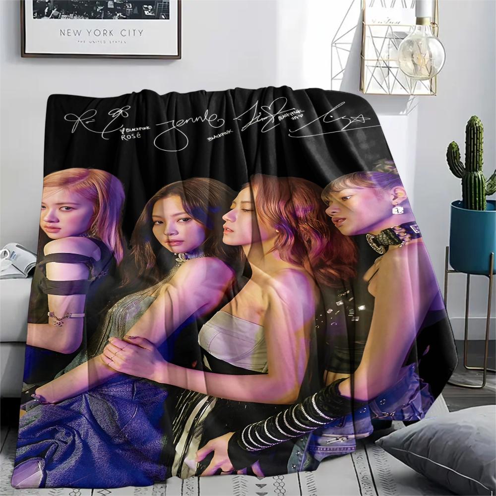 1 шт. Фланелевое одеяло с принтом BLACKPINK, Высокое качество, Для всех сезонов, Декор для дома, Тепло и уют, Идеально для рождественских подарков