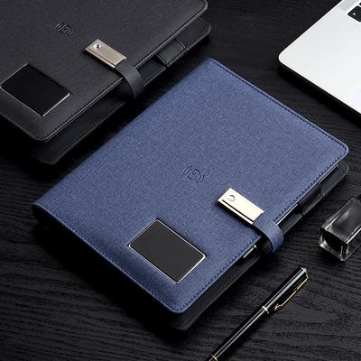 Премиальный портативный бизнес-блокнот с Power Bank, подходящий для корпоративных встреч, на кольцах