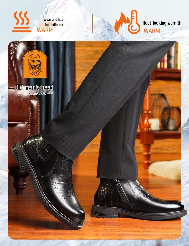 Мужские зимние ботинки-хайтопы из натуральной кожи с бархатной подкладкой