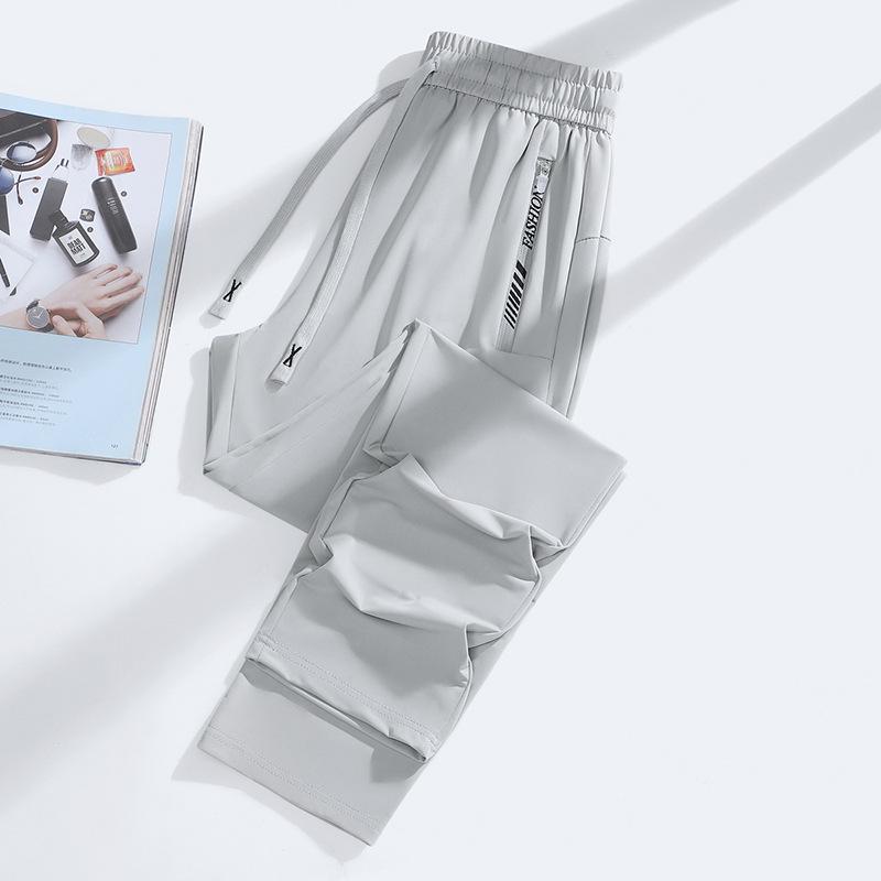 Мужские тонкие летние джоггеры из ледяного шелка для защиты от солнца - Дышащие, быстросохнущие брюки для занятий спортом на открытом воздухе для бега