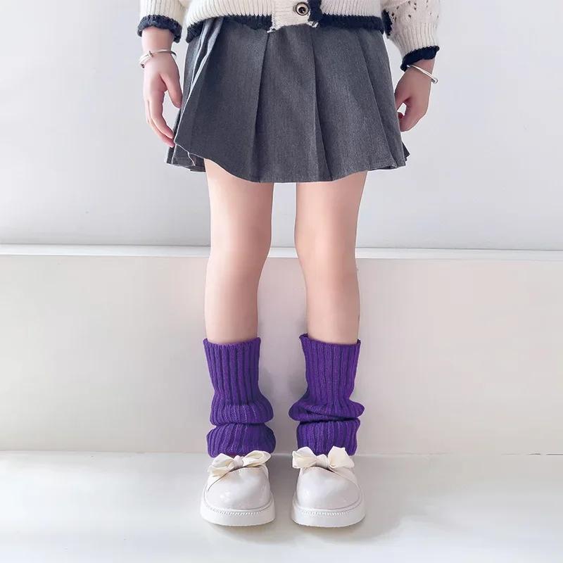 19 Стилей Конфетных Цветов Корейские Милые Детские Гетры Вязаные Чехлы для Ног Детские Девочки Однотонные Эластичные Гольфы-Трубы Осенне-Зимние