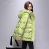 Mid Length Down Cotton Jacket for Women's  Winter New Fashionable Standing Collar Hooded Winter Clothing