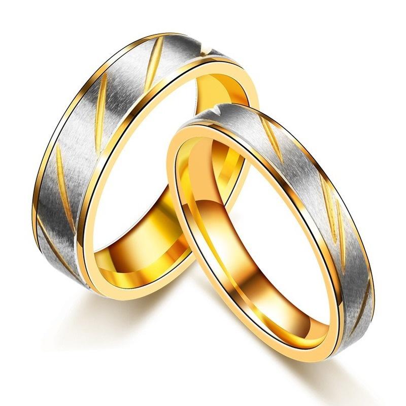 1pcs New Gold Color Ring Stainless Steel Couple Ring Fashion Batch Striped Ring Jewelry