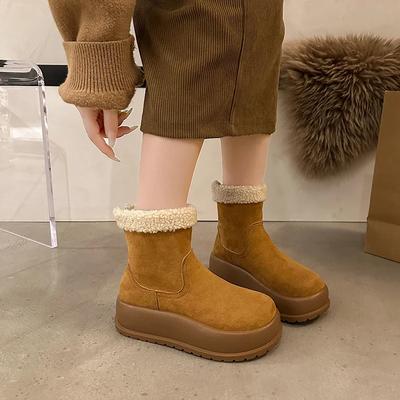 Мода 2024 года, горячая распродажа женской обуви, женские ботинки с молнией сзади, модные повседневные ботинки с круглым носком, женские зимние ботинки высокого качества на платформе для снега