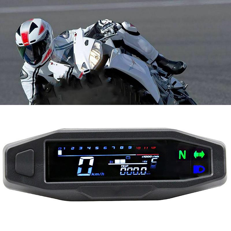 Motorcycle Speedometer Meter Universal Lcd Digital Odometer Counter Motorbike Tachometer Fuel Meter