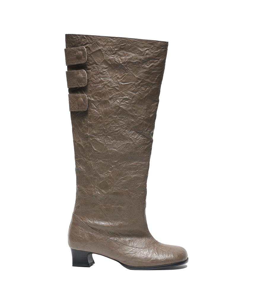 Partimento Women Leather Folding Slouch Tall Boots_Grey (Type B)