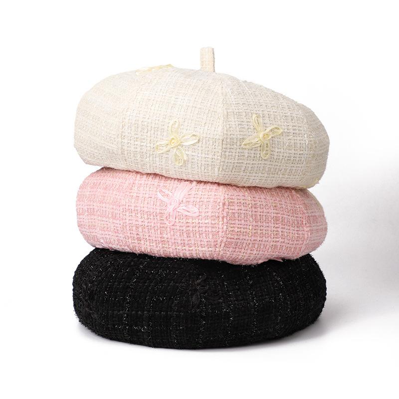 Новая шапка, женский берет Xiaoxiangfeng с бантом, дизайнерская ниша, зимняя шапка с бутоном