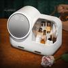 Dustproof Makeup Storage Box with LED Mirror Large Capacity Multiple Compartments Countertop Makeup Storage Organizer