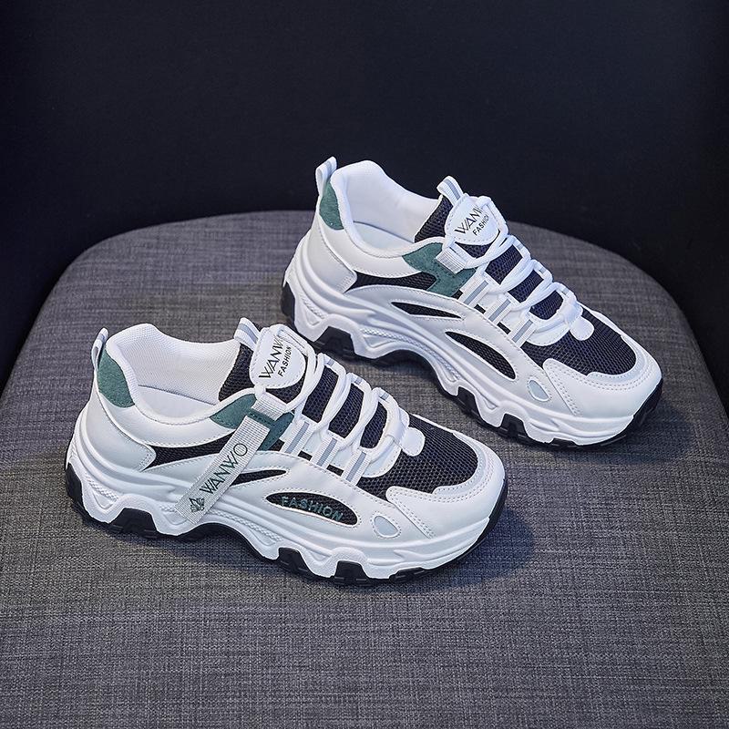 Женские кроссовки на платформе в корейском стиле 2024: Модные весенние спортивные повседневные туфли Q7811