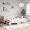 VidaXL Daybed with Trundle and Mattress Cream 80x200 Cm Fabric 3196833