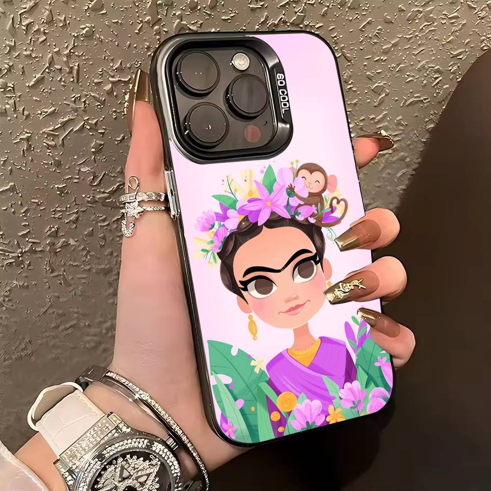 Чехол для телефона F-Frida-s K-Kahlo-g Art для iPhone 17,16,15,14,13,12,11 Plus,Pro Max,XS,Цветной серебристый чехол для телефона