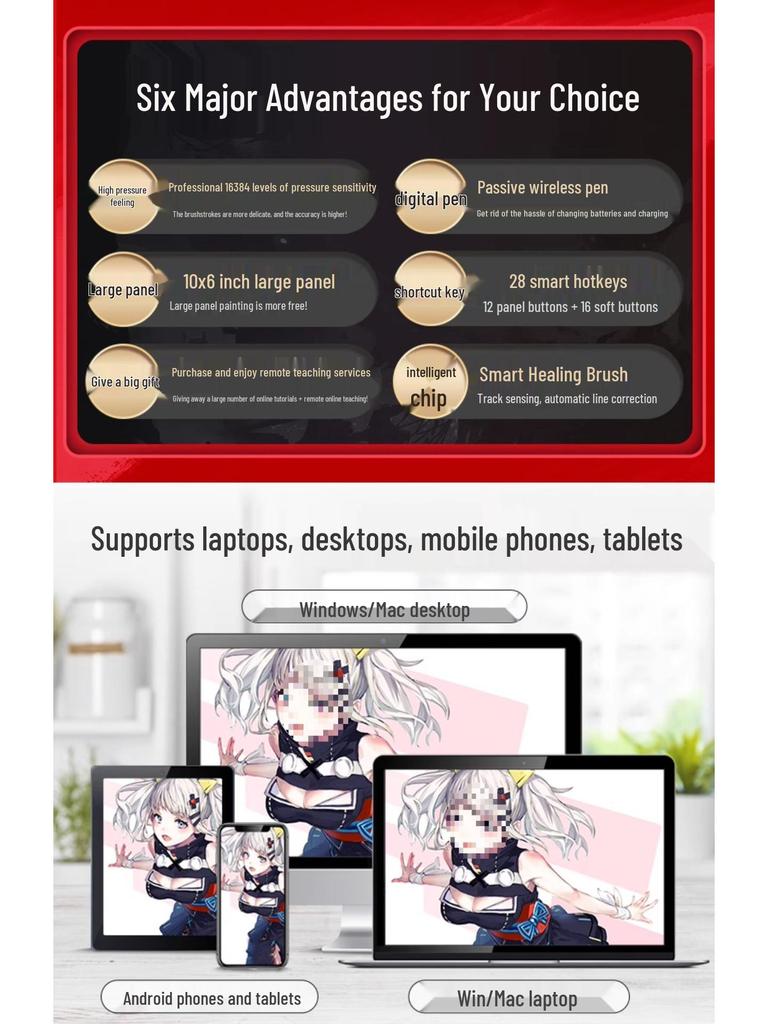 Professional-Grade Large Huion Graphics Tablet for Drawing, Writing, and Handwriting Input