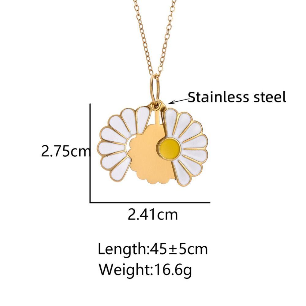 Handmade Glaze Oil Chrysanthemum Pendant Layered Chain Daisy Necklace Jewelry Accessories