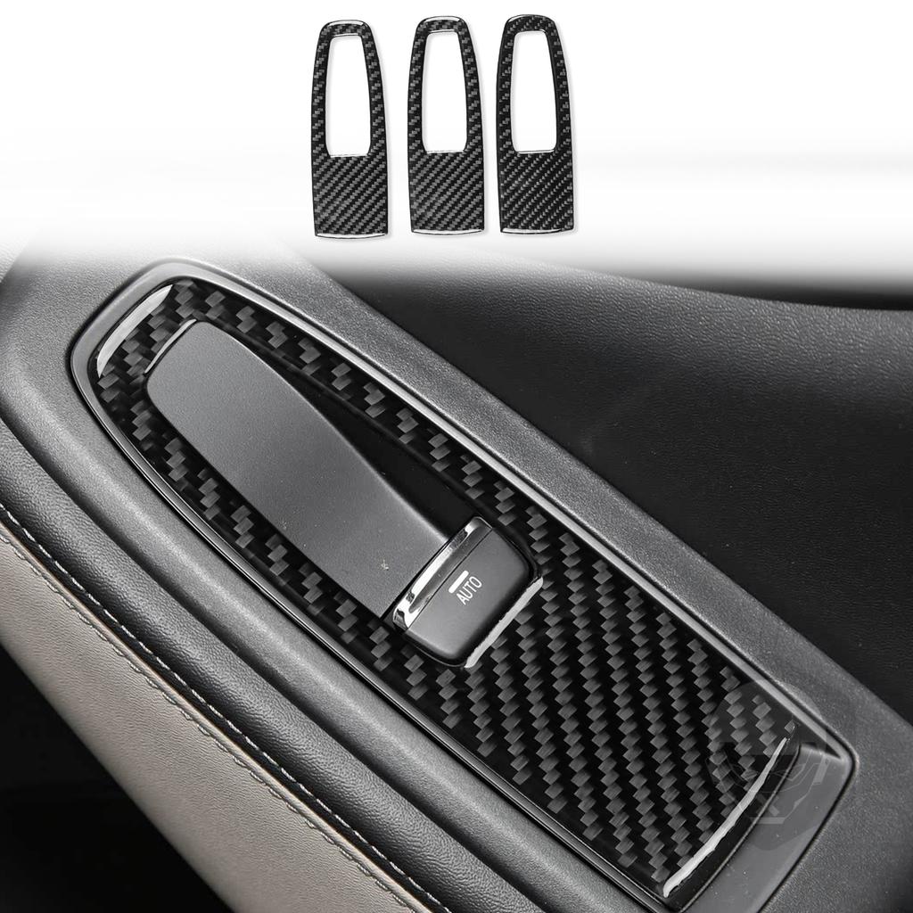 Real Carbon Fiber Car Accessories Window Lift Set Trim Cover Soft Sticker For Subaru Forester SK 2024