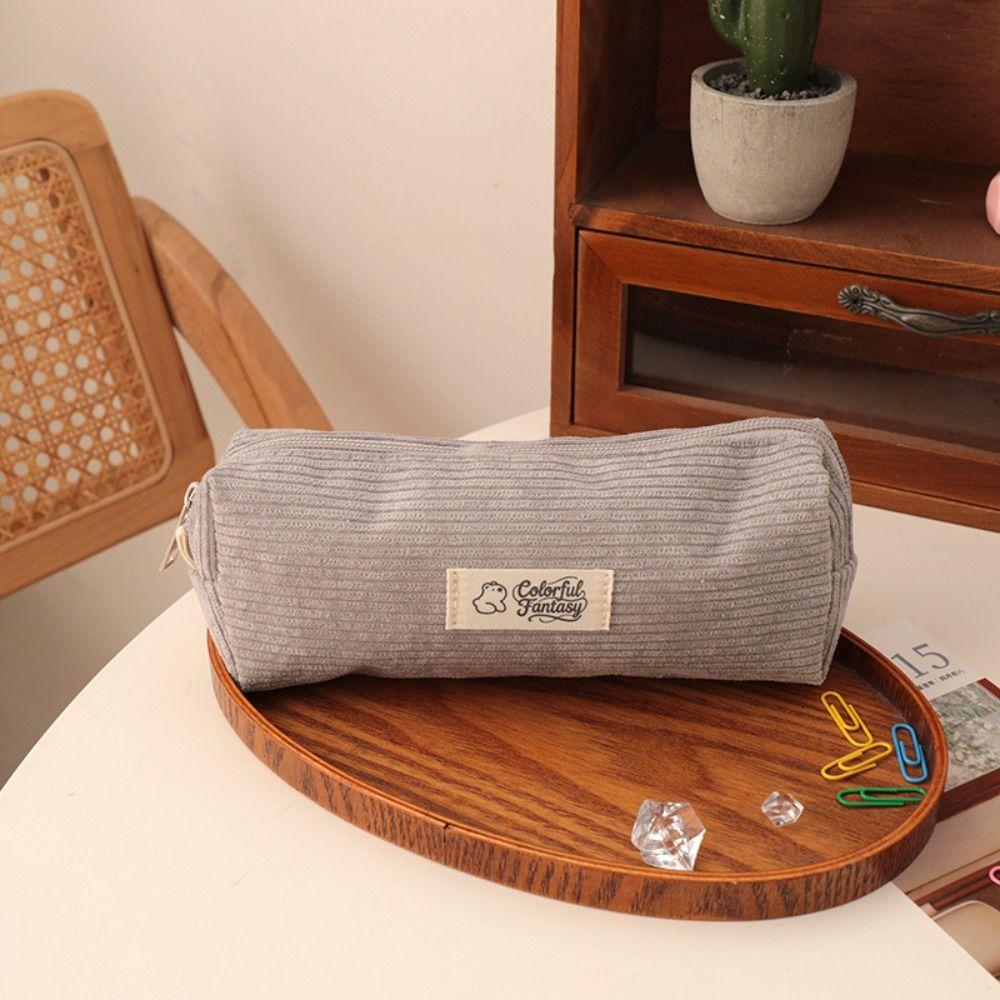 Dirt-resistant Pen Bag Corduroy Stationery Storage Bag Simple Stationery Organizer School Office