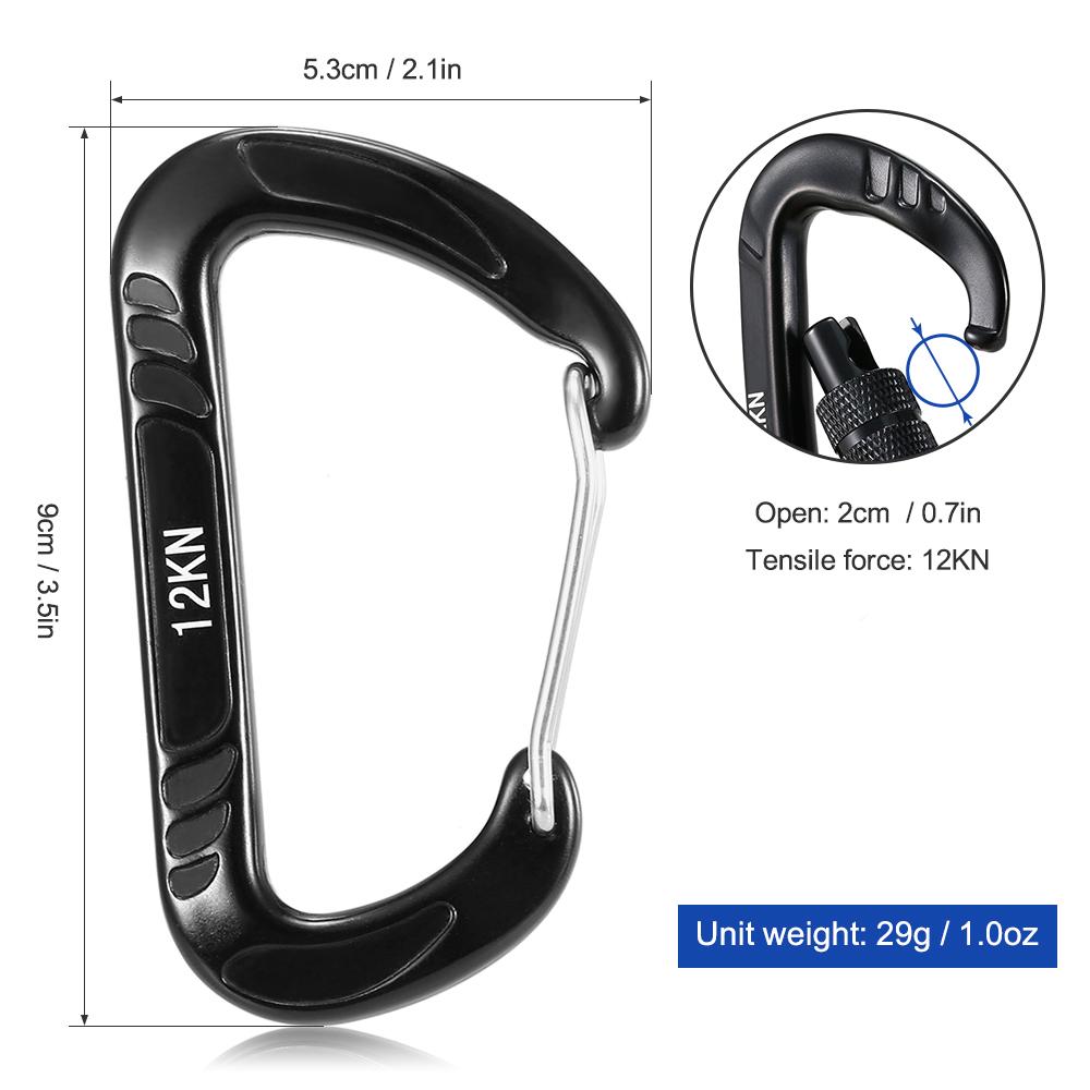 4pcs 12KN Wiregate Carabiner Snag Free Carabiner Steel Spring Clip