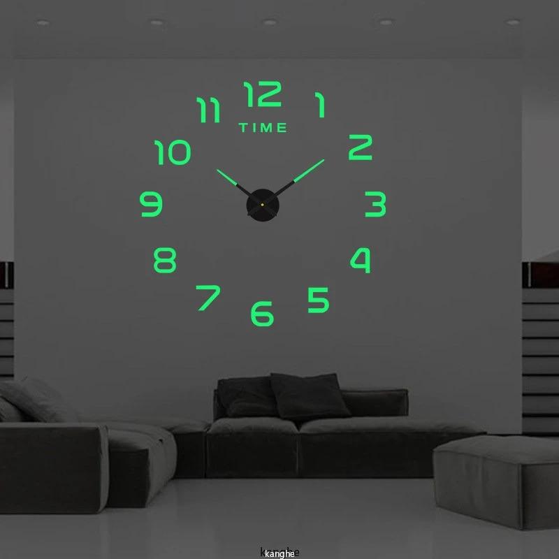 Современный дизайн, большие настенные часы, 3D DIY, кварцевые часы, модные часы, акриловые зеркальные наклейки, домашний декор для гостиной, Horloge