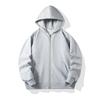 Solid Color Cotton Blends Sweatshirt Zipper Loop Knit Hooded Cardigan Jacket Loose Hoodie Team Uniform Work Advertising Hoodies Coat