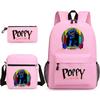 Poppyplaytime Sausage Monster Print School Bag Three-Piece Pencil Case Shoulder Bag Backpack