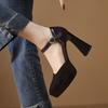 Vintage Super High Heel Mary Jane Shoes Women's Spring and Autumn One-word Buckle Strap Thick Heel Single Shoes