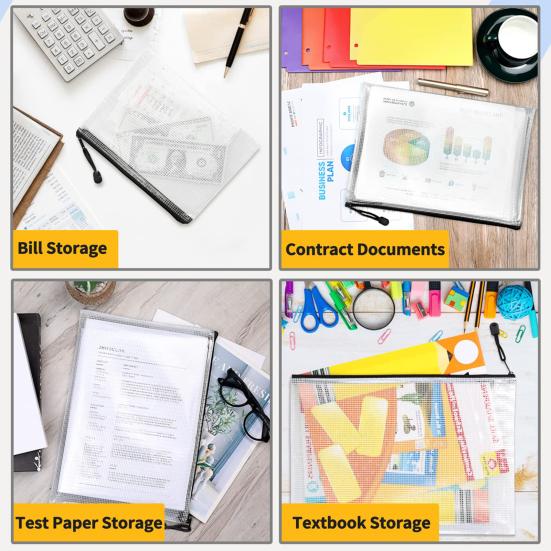 12 шт., водонепроницаемый чехол на молнии, прозрачная прочная многоразовая сумка для хранения файлов для школы, офиса, дома