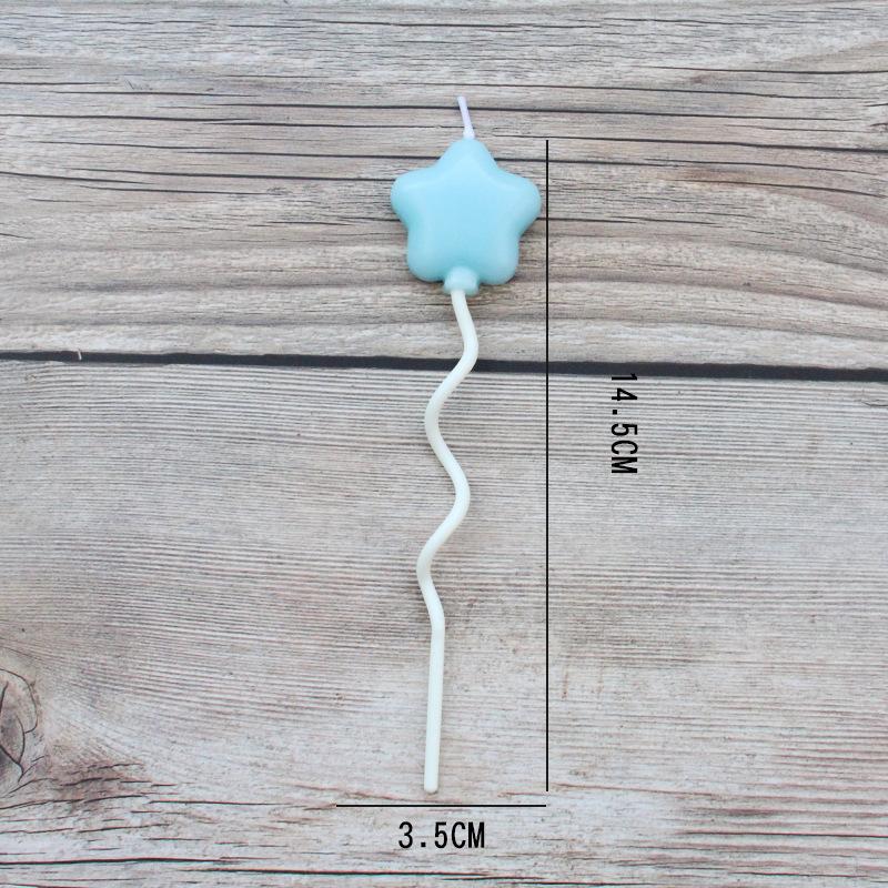 Single Candle Children's Cute Birthday Party Colorful Cartoon Balloons Five-pointed Love Cake Candle