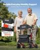 Rollator Walker with Seat for Seniors, Ultra Compact 3-Fold Rolling Walker, Lightweight Aluminum Mobility Walking Aid with PU Solid Wheels, Adjustable