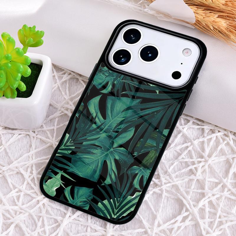 Green Monstera Leaf soft Phone Case for iPhone 17 Air 16 15 11 12 14 13 Pro Max Shockproof Cover