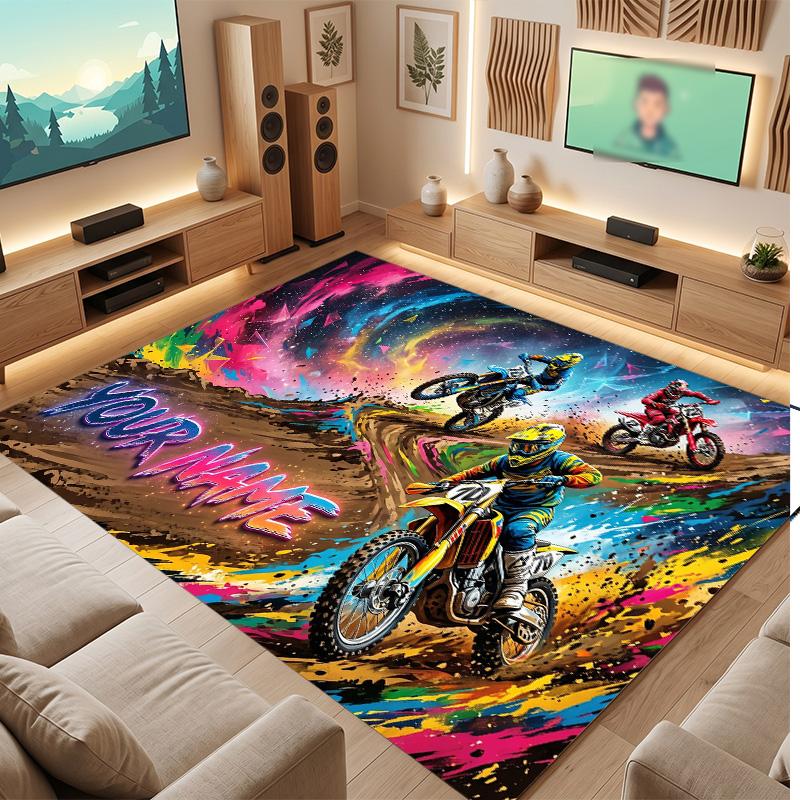 Fantasy Magic Theme Soft Crystal Velvet Rug Custom Name & Text Print Non Slip Floor Rug for Bedroom Living Room