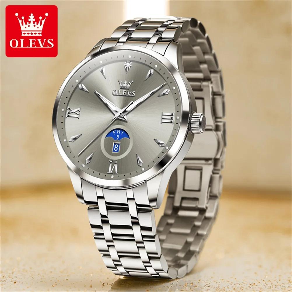 Классические мужские часы с минималистичным циферблатом, водонепроницаемые, с календарем на неделю, настоящие кварцевые наручные часы с ремешком из нержавеющей стали