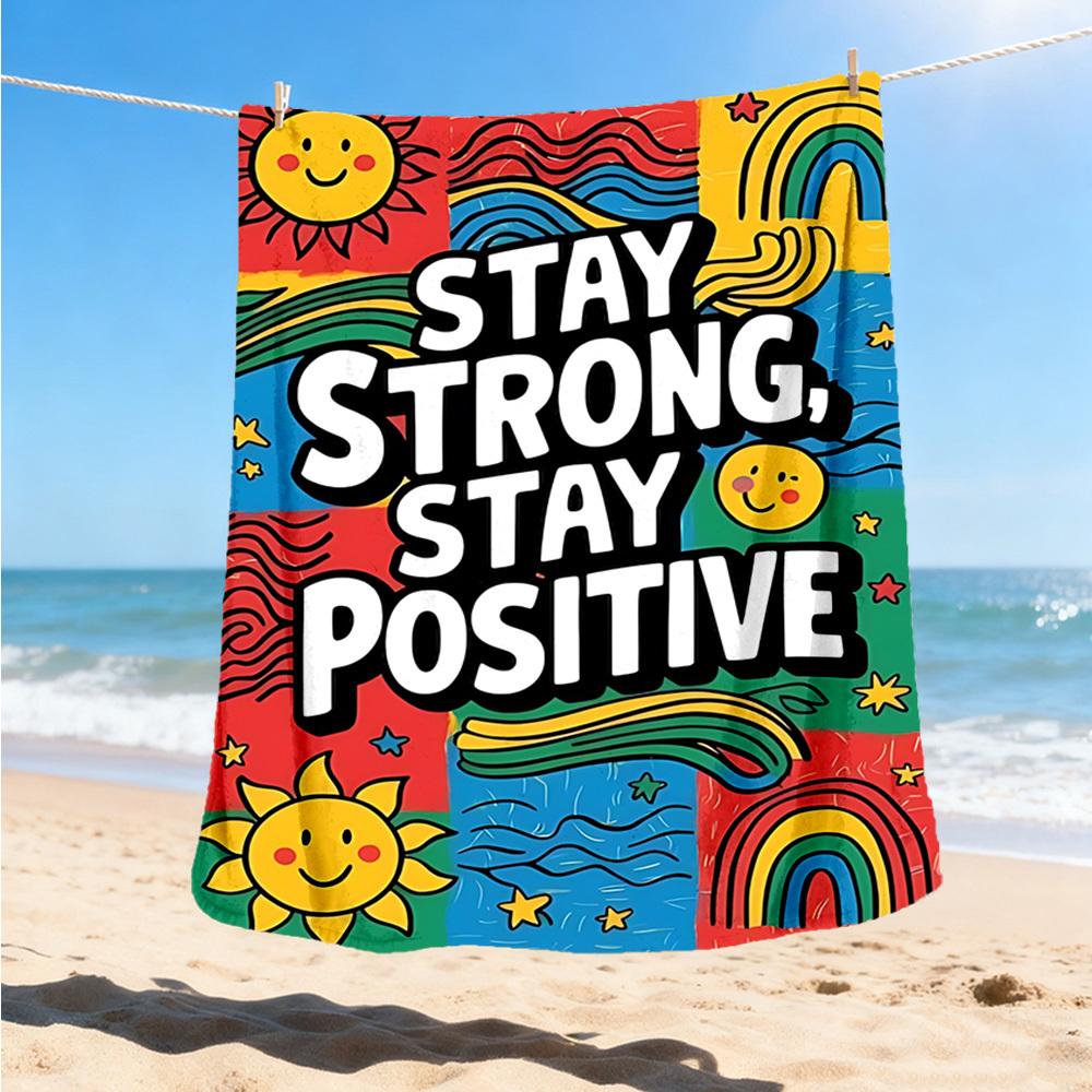 1pc Stay Strong Positive Poster Outdoor Flannel Blanket Soft All Season Polyester Throw , Perfect for Picnics & Travel , Picnic Accessory