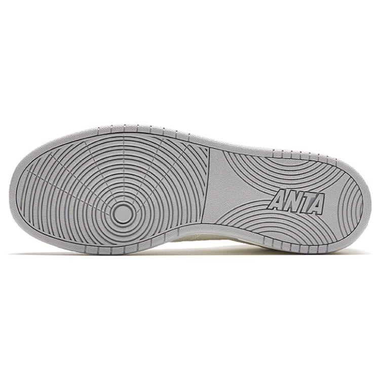 Anta Textile, Synthetic Leather Comfortable Cushioning, Wear Resistant High top Skateboard Shoes Men's Ivory White 912348087-1