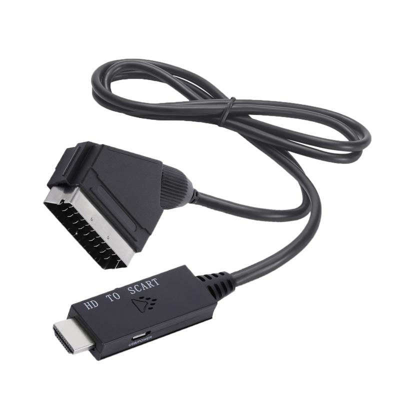 1Set -Compatible Input To Scart Output Plug And Play For VHS VCR DVD HD -Compatible To Scart Audio Video Converter Cable