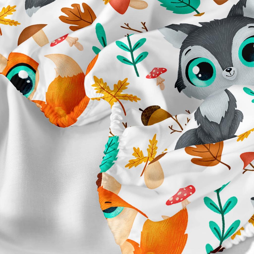 Животный узор лисы Шапка на кровать из трех частей Цифровая печать Постельное белье Шапка на кровать Набор из трех частей Дети и взрослые