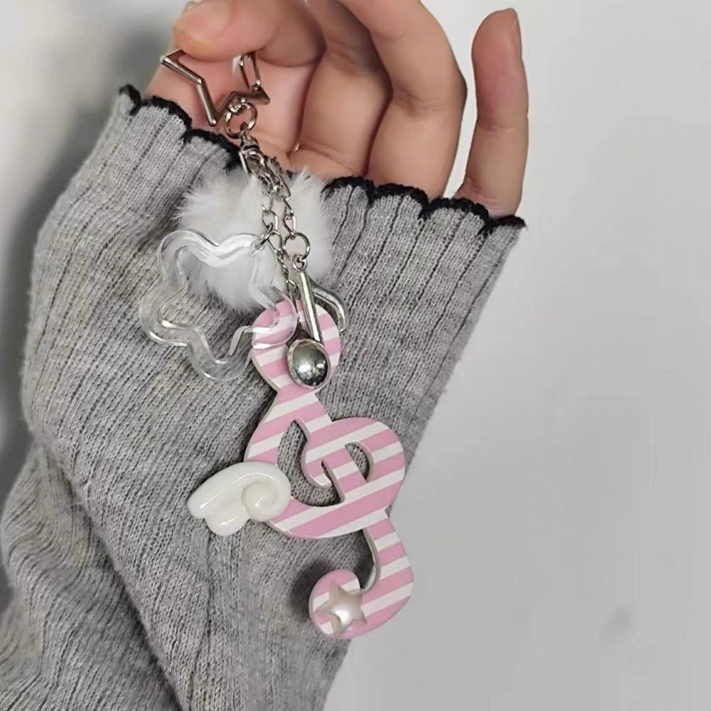 Harajuku Pendant Necklace Acrylic Bag Charms Sweet Musical Notes Keychain Bag Decoration