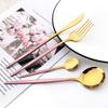 4pcs Gold Dinnerware Set Stainless Steel Tableware Set Knife Fork Spoon Flatware Set Dishwasher Safe Silverware Cutlery Set