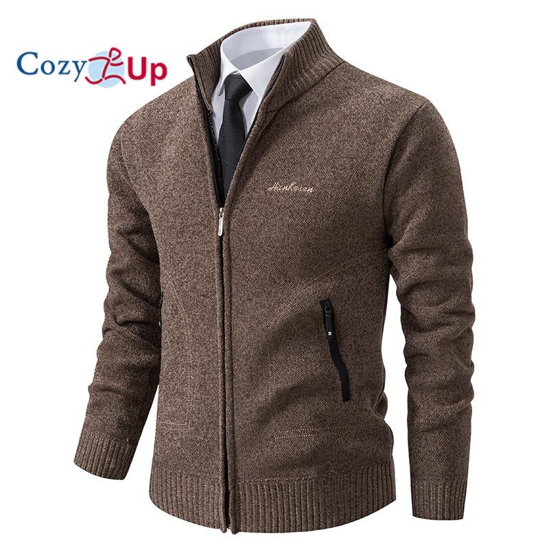 Cozy Up Мужские куртки-бомберы, зимняя мужская мода, свободный кардиган, теплая куртка с капюшоном и лацканами, свитер, водонепроницаемый для мужчин