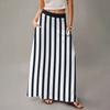 Женская повседневная складная юбка макси с высокой талией, драпированная, свободного кроя, с карманом, в полоску, в клетку