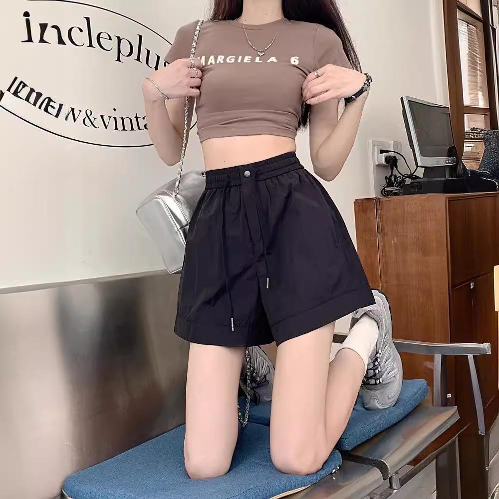 Серые широкие брюки женские повседневные шорты летние новые с высокой талией маленькие летние брюки свободные прямые