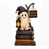 Vintage Halloween Pumpkin Ghost Figurine 2D Flat Halloween Wooden Sign  Home Decor