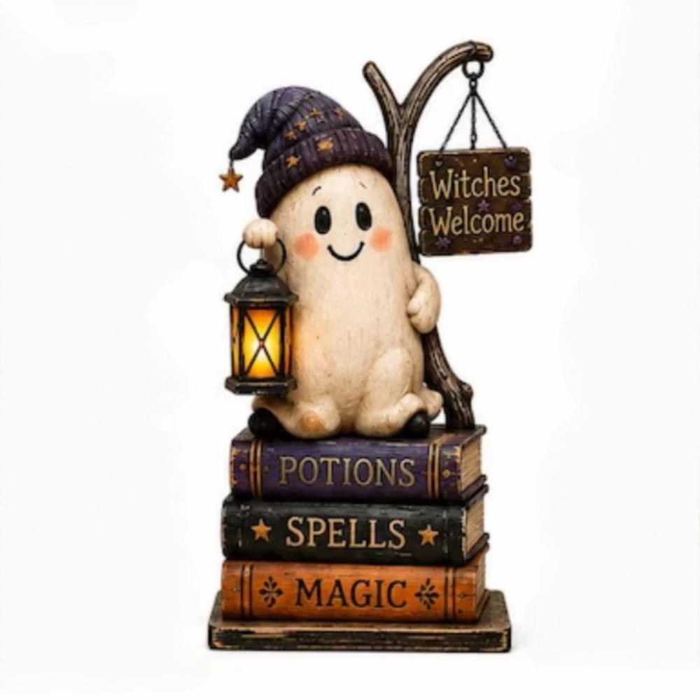 Vintage Halloween Pumpkin Ghost Figurine 2D Flat Halloween Wooden Sign Home Decor
