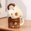 Kawaii Cup Милый милый медведь Керамическая кружка Большая емкость с крышкой Кофейные чашки Завтрак Молочные кружки Питьевая с трубочкой Чашка для воды